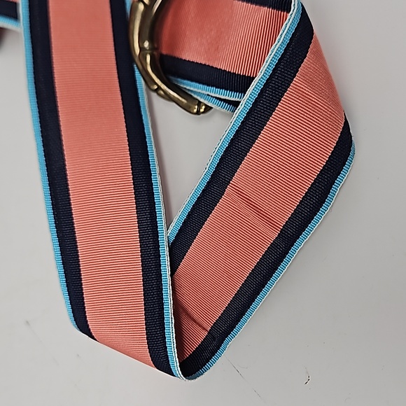J Crew Preppy Ribbon Loop Belt Pink Blues Stripes Unisex 40" Long - Picture 5 of 5